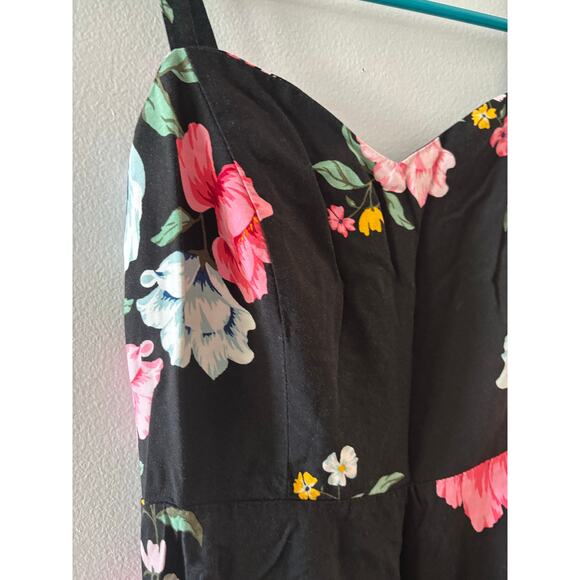 Old Navy Floral Mini Cami Dress Size Small Black Sundress Fit and Flare Spring - Picture 2 of 7